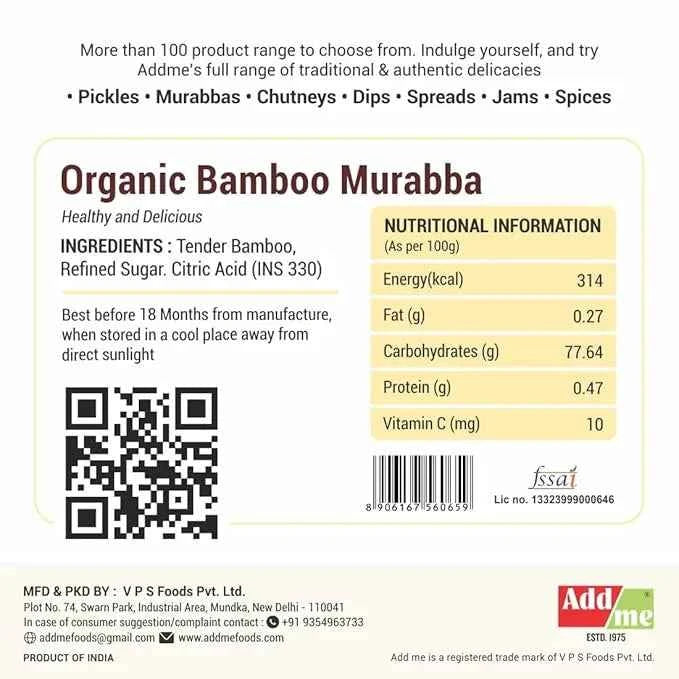 Organic Tender Bamboo Murabba 750gm | Immunity Booster Dry Bans Murabba
