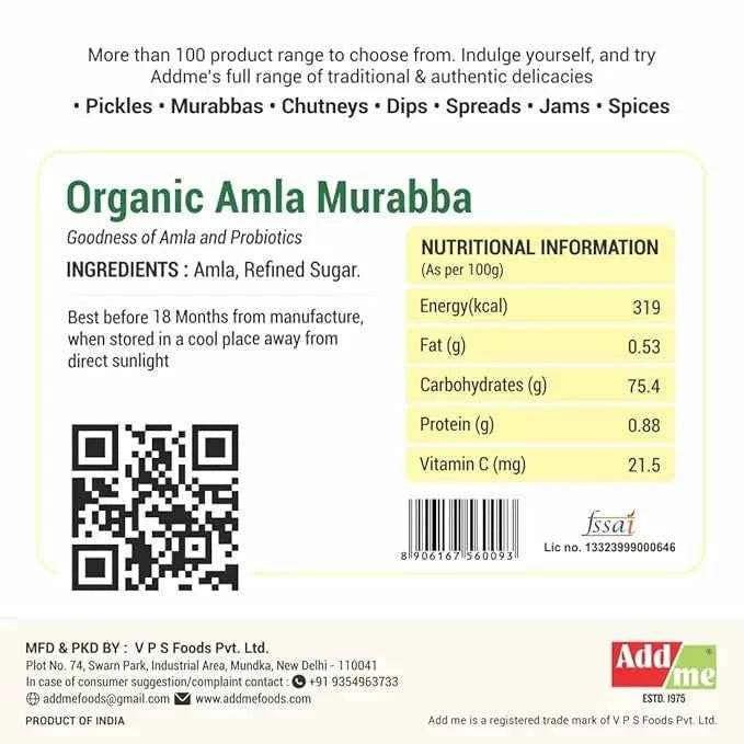 Add Me Dry Amla Murabba 400 gm – Organic Amla Preserve for Health