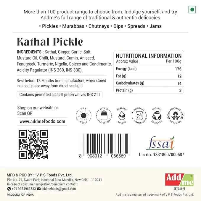 Bold & Spicy Jackfruit Pickle, Traditional Kathal Achar 500gm – Add Me