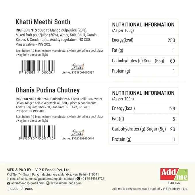 Dhania Pudina Chutney 210gm And Sonth 240gm Combo(Pack of 2) - Add Me