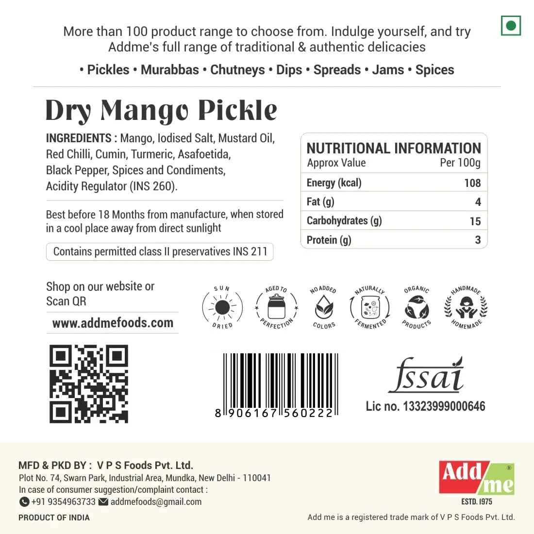 Traditional Village Style Dry Mango Pickle 300g | 100% Handmade Sukha Aam Ka Achar