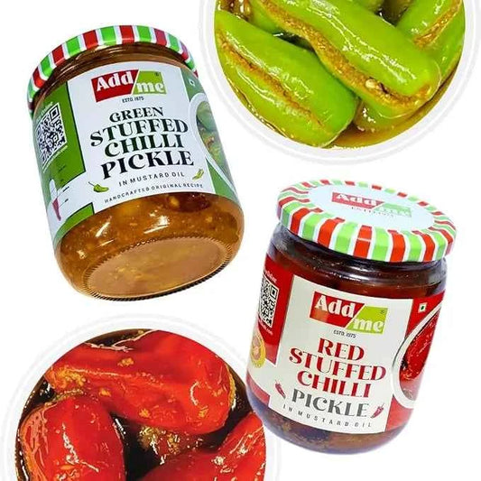 Green & Red Stuffed Chilli Pickle