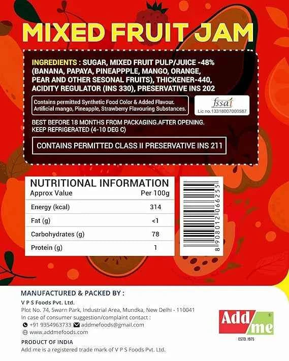 Mixed Fruit Jam 600gm – A Delicious Blend of 8 Fruits for Breakfast