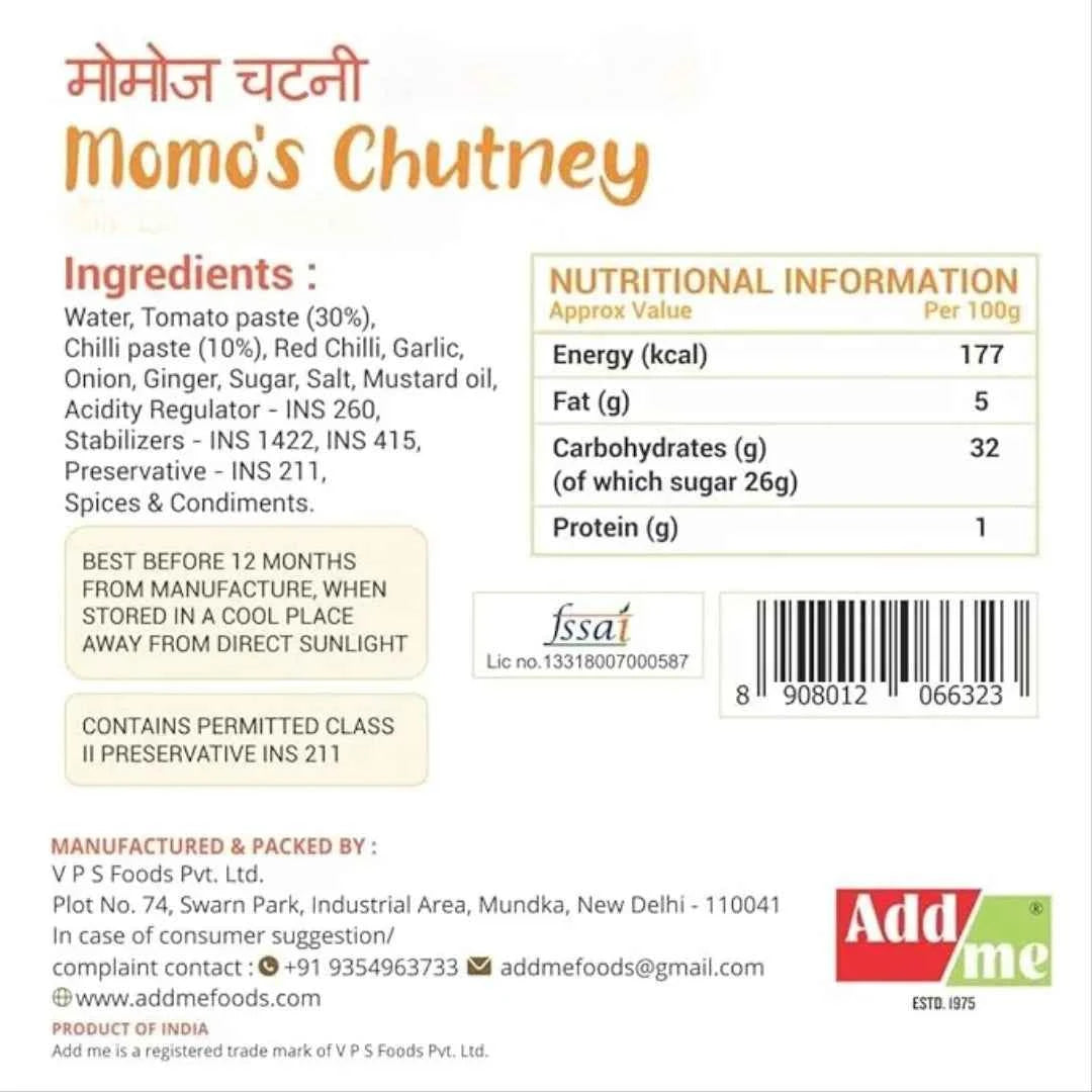 Momo's Chutney 210gm, Homemade Momos Ki Chatni, Street Style chutney