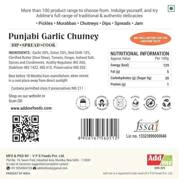Punjabi Garlic Chutney in Pure Desi Ghee 300gm, Homemade Lahsun Ki Chatni