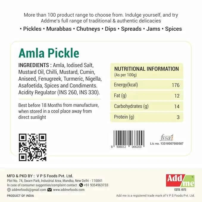 Seedless Amla Pickle In Mustard Oil 500gm, Homemade Amla Achar, Add Me