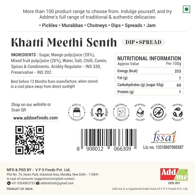 Back of a food product packaging with ingredients, nutritional information, and branding details.