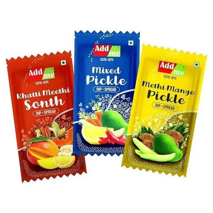 3 in1 Methi Mango & Sonth Chutney, Mixed Pickle(Pack of 48) - Add Me
