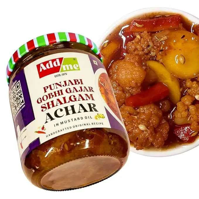 Add Me Punjabi Mix Achar Gobhi Gajar Shalgam Pickle 600gm Pack of 2