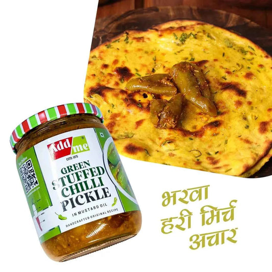 Buy Green Chilli Pickle 500gm, Hari Mirch ka Achar, Bharwa Mirchi less spicy | whole Stuffed Chilies