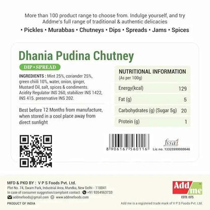 Dhania Pudina Chutney 210gm | Mint Sauce Pack Of 2 info