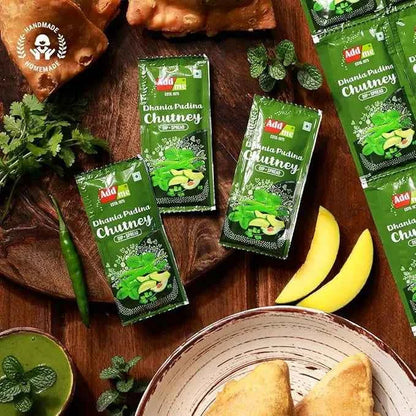 Dhania Pudina Chutney Sachets, Homemade Pudina Chatni Sauce
