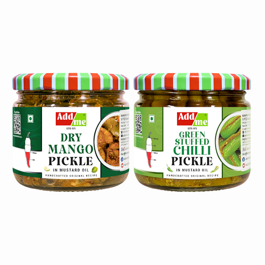 Dry Mango Pickle & Green Stuffed Chili Pickles (Combo)