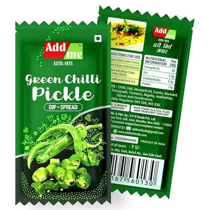 Green Chilli Pickle Chutney 48 Sachets | Homemade Spicy Chatni Sauce