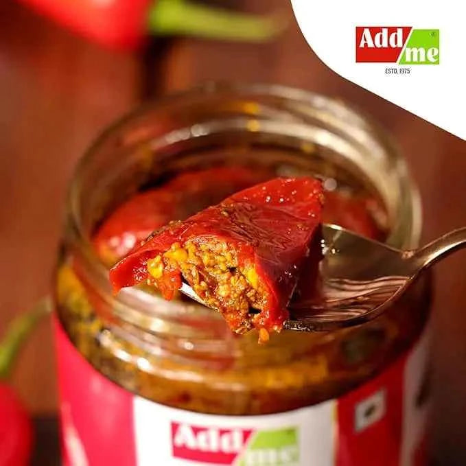 Green & Red Stuffed Chilli Pickle