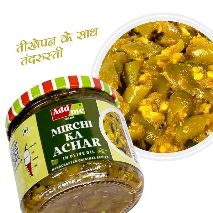 Hari Mirchi Ka Achar In Olive Oil, Homemade Green Chilli Pickle
