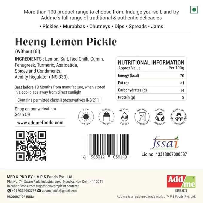 Heeng Lemon Pickle Without Oil – Tangy, Zesty & Aromatic, Add Me