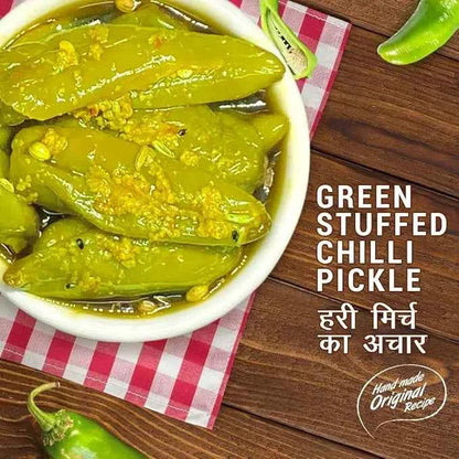 Homemade  Hari mirch ka bharwa achar 300 gm,  Green Chilli Pickle