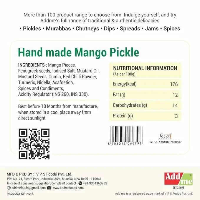 Homemade Mango Pickle - Traditional Aam Ka Achar with Natural Taste info
