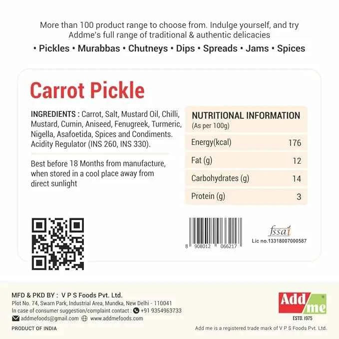 Instant carrot pickle (gajar ka achar), spicy & tangy, Add Me