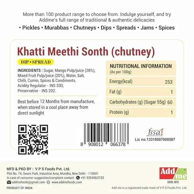 Khatti Meethi Sonth Chutney 450gm Pack Of 2 Add Me