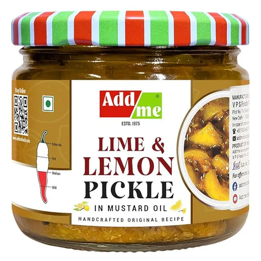 Jar of Add Me lime & lemon pickle with a colorful lid on a white background