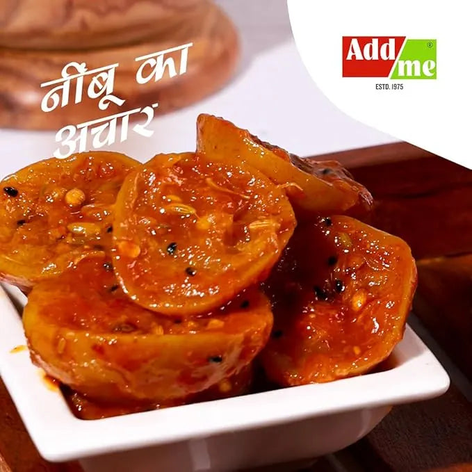 Sliced pickled vegetables in a white bowl with 'Add Me' logo in the corner.