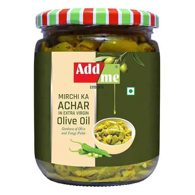 Mirchi Ka Achar In Olive Oil 500gm, Homemade Greeen Chilli Pickle