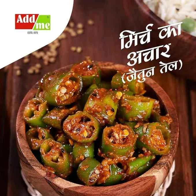 Mirchi Ka Achar In Olive Oil 500gm, Homemade Greeen Chilli Pickle