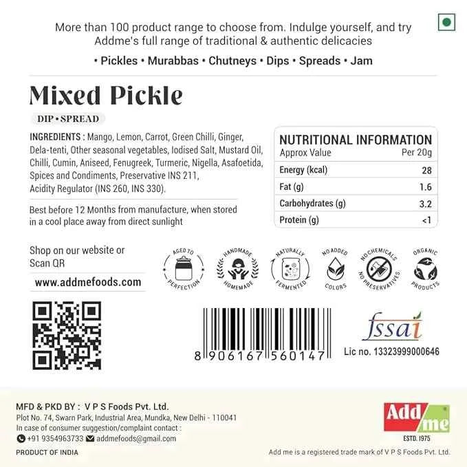 Mixed Pickle Chutney 48 Sachets, Homemade Flavourful Chatni Sauce
