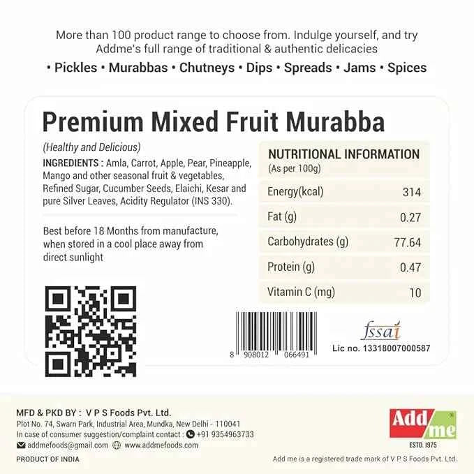 Premium Mix Murabba With Kesar, Elaichi 500gm Fresh Delicious Muraba