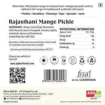 Traditional Rajasthani Mango Pickle 300g | Handmade Aam Ka Achar with Authentic Spices