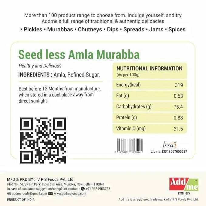 Seedless Dry Amla Murabba 750gm, Naturally Preserved Awla Ka Muraba