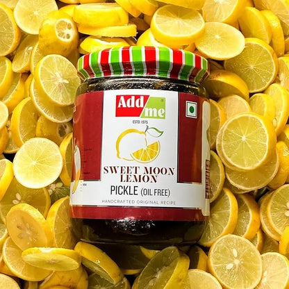 Jar of Add Me Sweet Moon Lemon Pickle surrounded by lemon slices