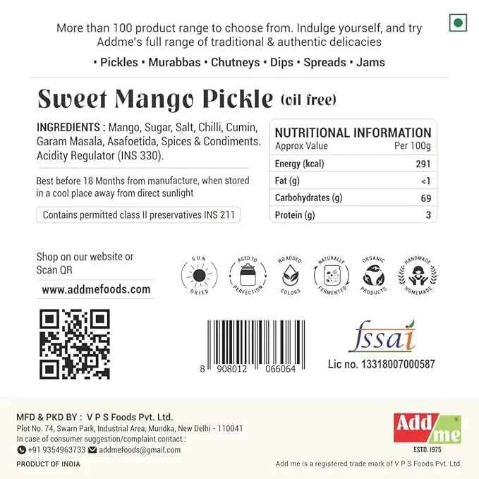 Sweet Mango Pickle, Aam ka Meetha Achar, Gujarati pickle & Rich – Add Me